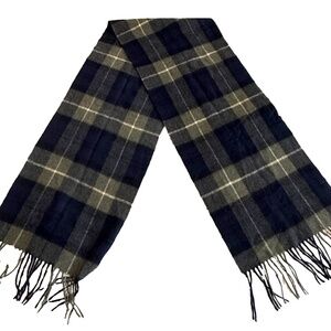 Club Room 100% Cashmere Tassled Plaid Scarf; Green/Navy; 60" x 12"